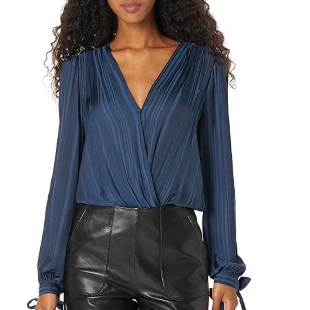 PAIGE Donatello Striped Deep Navy Bodysuit